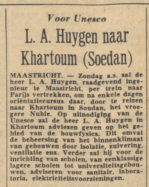 L.A. Huygen naar Khartoum (Soadan) (krantenartikel)